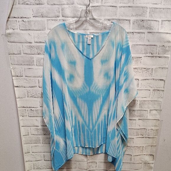 Chico's Asymmetrical Blue and White Tunic - Picture 1 of 3